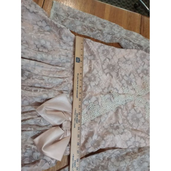 Vintage floral lace MIDI peach formal Denise wedding dress women's 12 - Picture 12 of 16